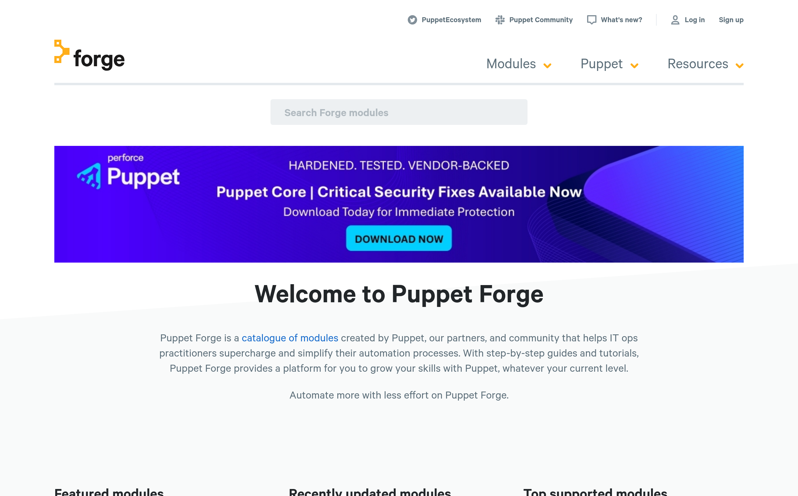 Forge main page