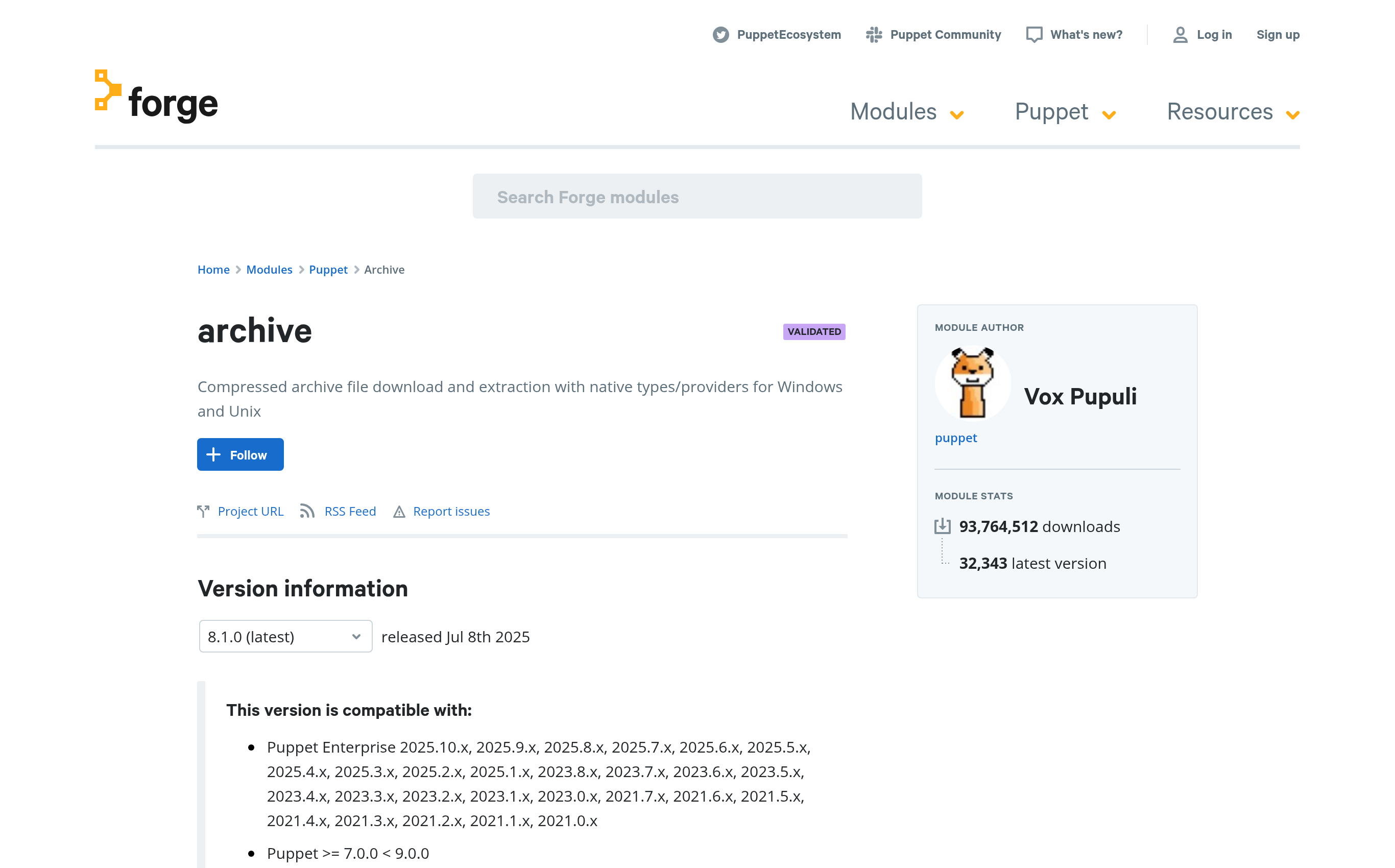 puppet/archive module page