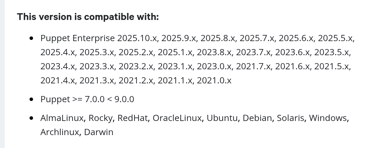 Supported operating systems